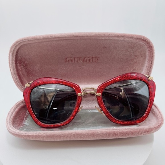 Miu Miu Accessories - Miu Miu Designer Red Glitter Sunglasses